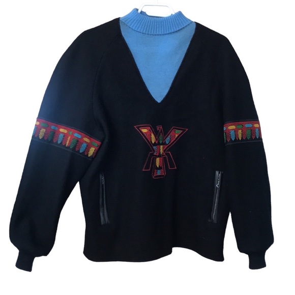 1970s Unique Thunderbird embroidered wool lined sweater jacket - Picture 6 of 13